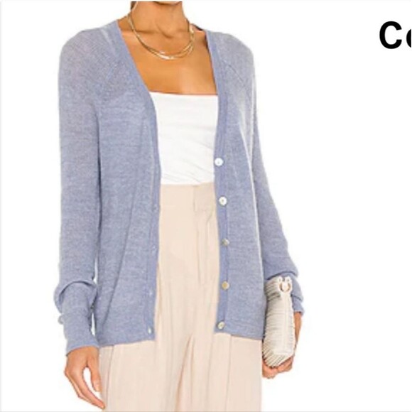 Revolve Weekend Stories Simone blue knit button front cardigan sweater top - Picture 8 of 8